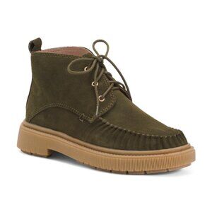 NEW KELSI DAGGER Suede Palisade Lace Up Booties olive for women 563mtn